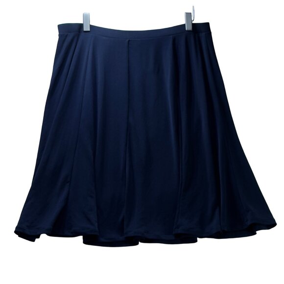 LIZ CLAIBORNE Women's Darkest Sky Blue A-Line Skirt Size Polyester Stretch L - Picture 12 of 12